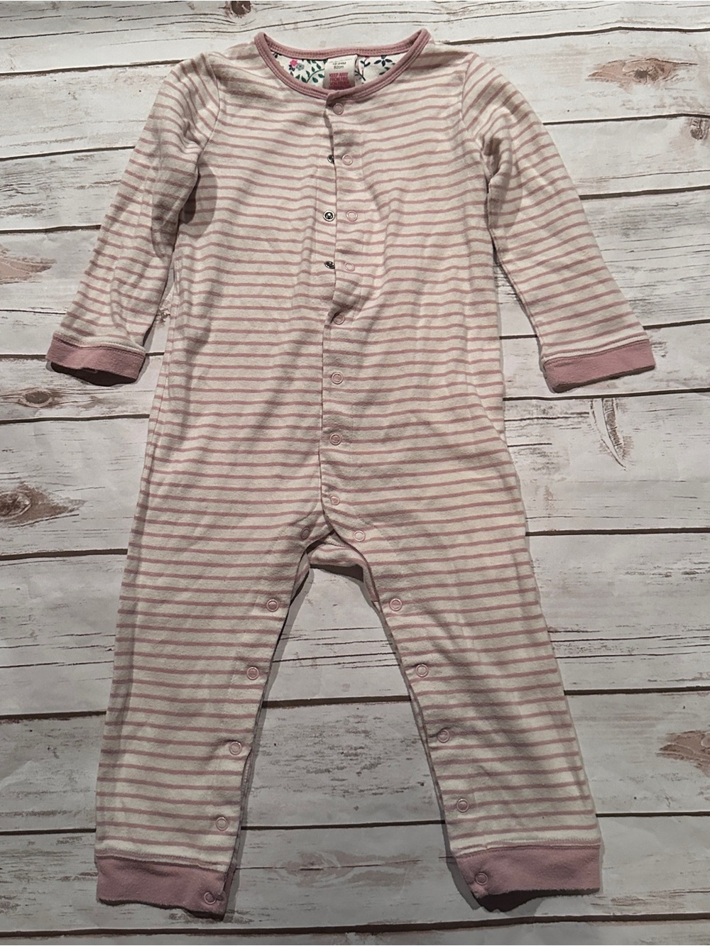 Baby Boden pink & white striped romper